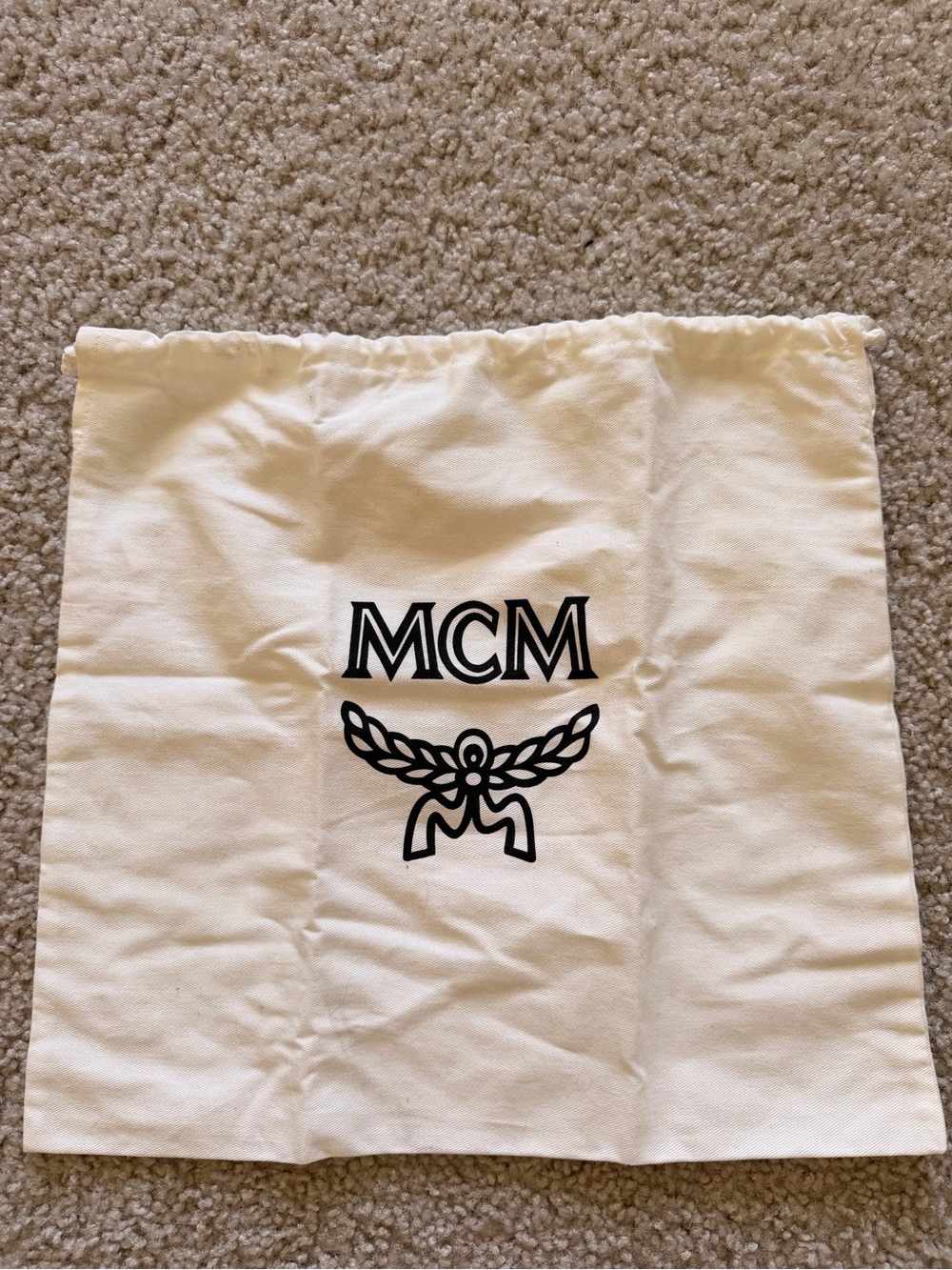 MCM Cream and Black Logo Dust Bag - Branded Storage Pouch